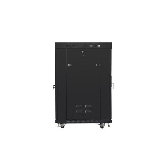 Lanberg 19" szabadon álló rack szekrény 22U/800X1000 üvegajtó  lapraszerelt LCD kijelző Fekete V2
