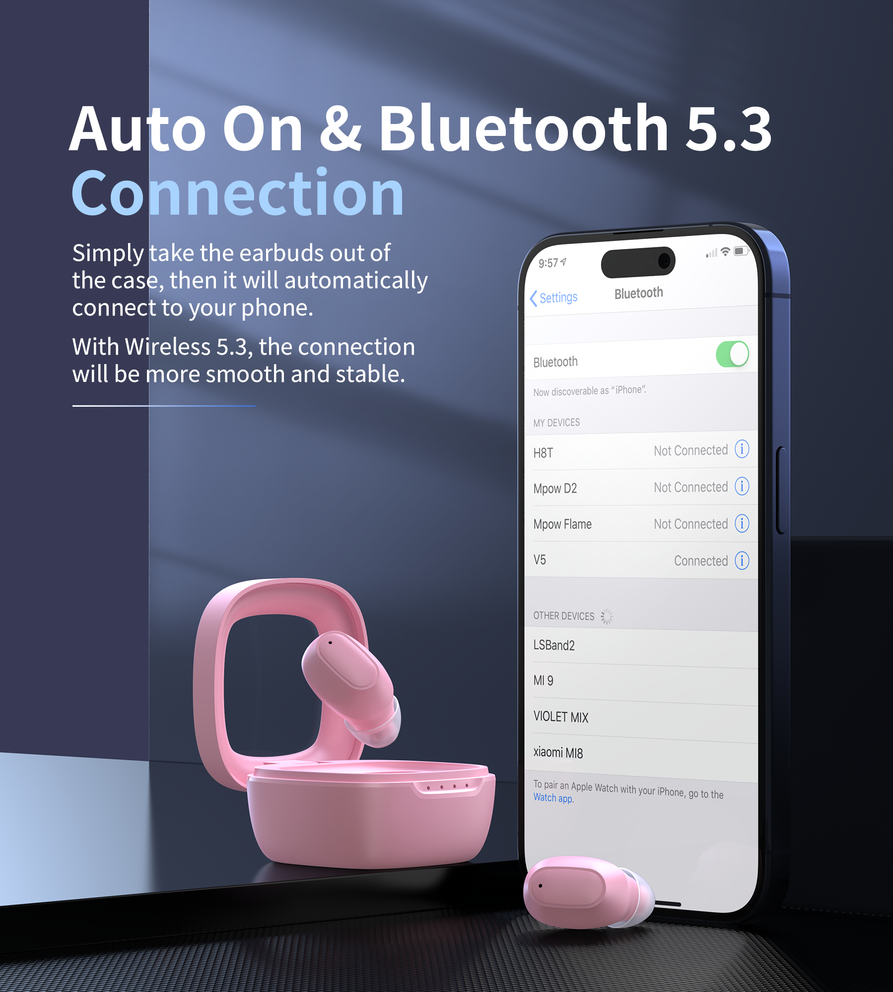 Choetech BH-T23 LuminaCube ENC TWS Fülhallgató Pink 