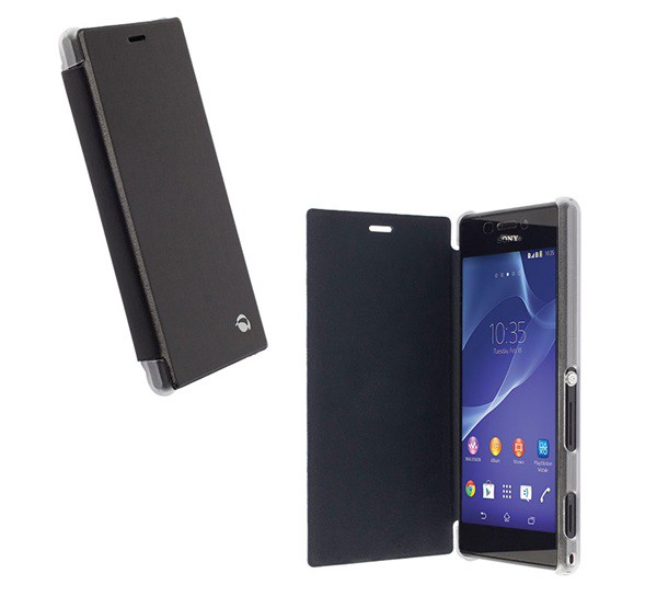 KRUSELL FLIPCover BODEN műanyag telefonvédő (átlátszó hátlap, oldalra nyíló bőr hatású FLIP) FEKETE [Sony Xperia M2 (D2303)]