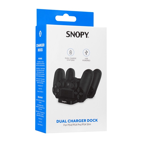 Snopy  SG-PS4  dokkoló 2x PS4 kontroller töltéséhez Gamepad töltő  fekete 