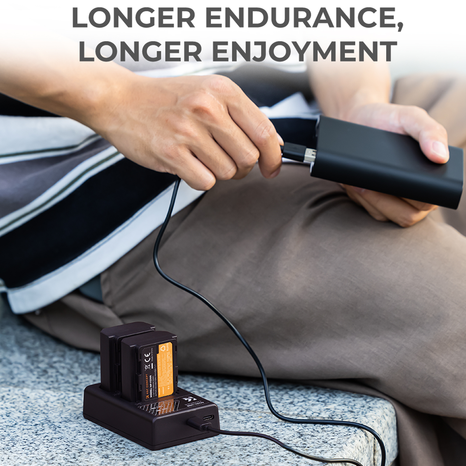 K&F Concept hordozható dupla BC-QZ1 akkumulátor töltő, USB-C, 2db FZ100 akkumulátorhoz