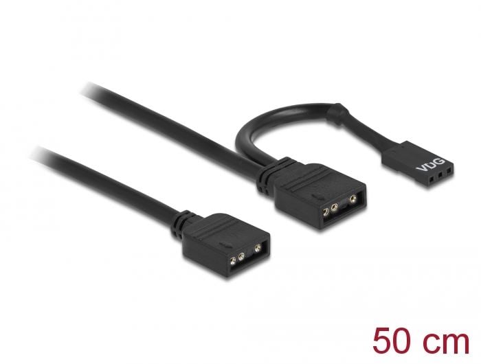 Delock RGB csatlakozó kábel 3 tűs 5 V-s RGB / ARGB LED fényhez 50 cm (86001)