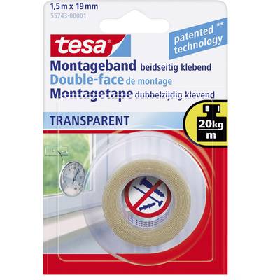 TESA® kétoldalas szerelőszalag, átlátszó, 1,5 m 19 mm TESA® kétoldalas szerelőszalag, átlátszó, 1,5 m 19 mm