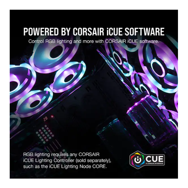 CORSAIR Rendszerhűtő Ventilátor, iCUE QL120 RGB, 12cm, fekete