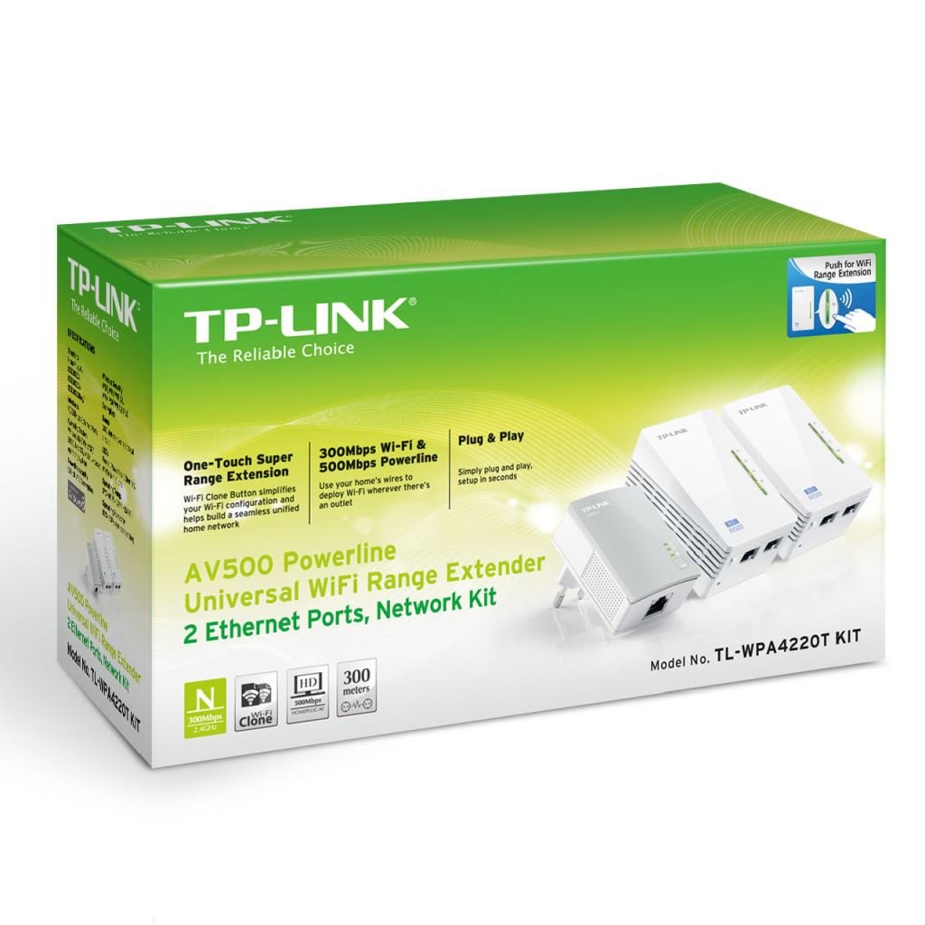 TP-Link TL-WPA4220T KIT AV500 WiFi Powerline Extender Kit TP-Link TL-WPA4220T KIT AV500 WiFi Powerline Extender Kit