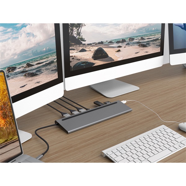 Conceptronic  DONN17G  USB-C to HDMI/DP/USB-C PD/USB-C data/USB 3.0/USB 2.0/SD/TF/GbE/AUX Notebook Dokkoló