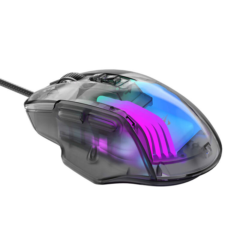 Havit MS1011SE vezetékes gamer  egér átlátszó-fekete 