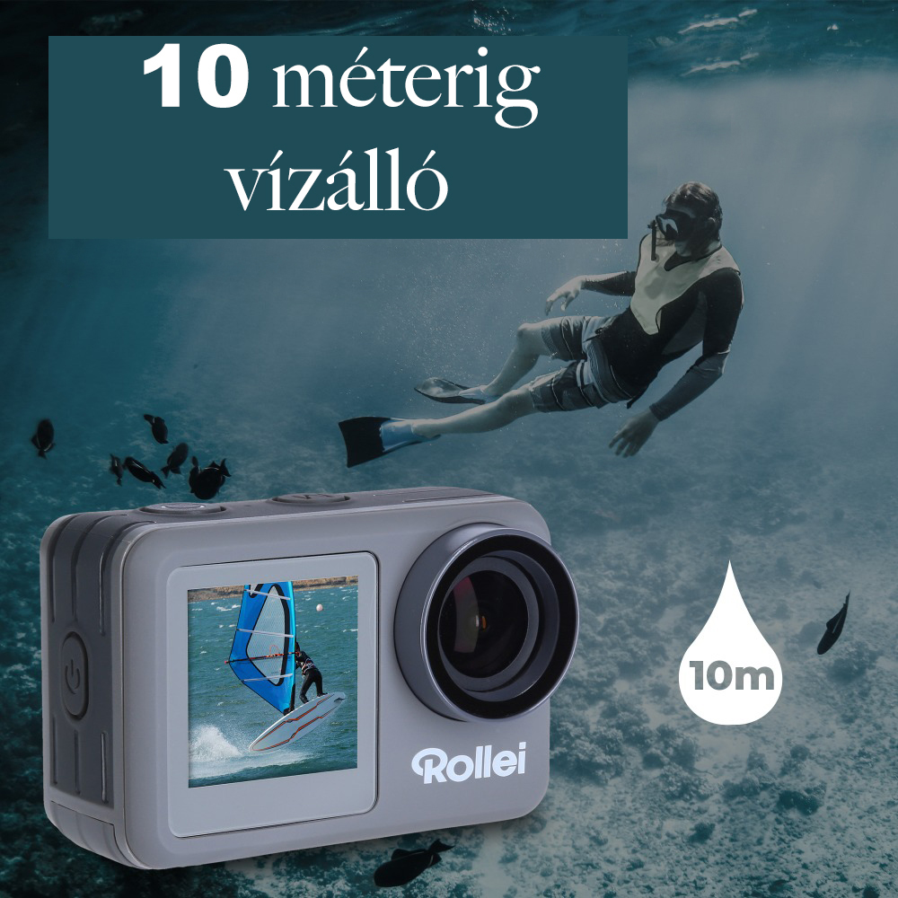 Rollei 9S Plus Akciókamera, 4K/60fps 16M 170° wifi képstabi, érintő képernyő, első kijelző, vízálló