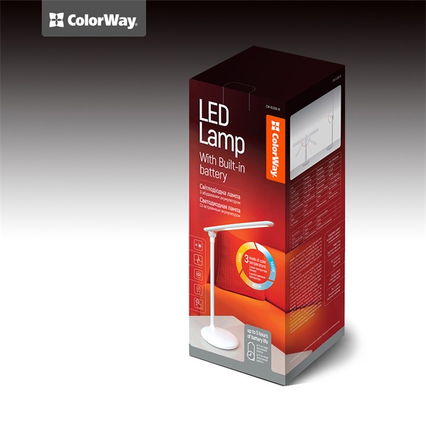 COLORWAY  CW-DL02B-W Asztali LED lámpa beépített akkumulátor Fehér 