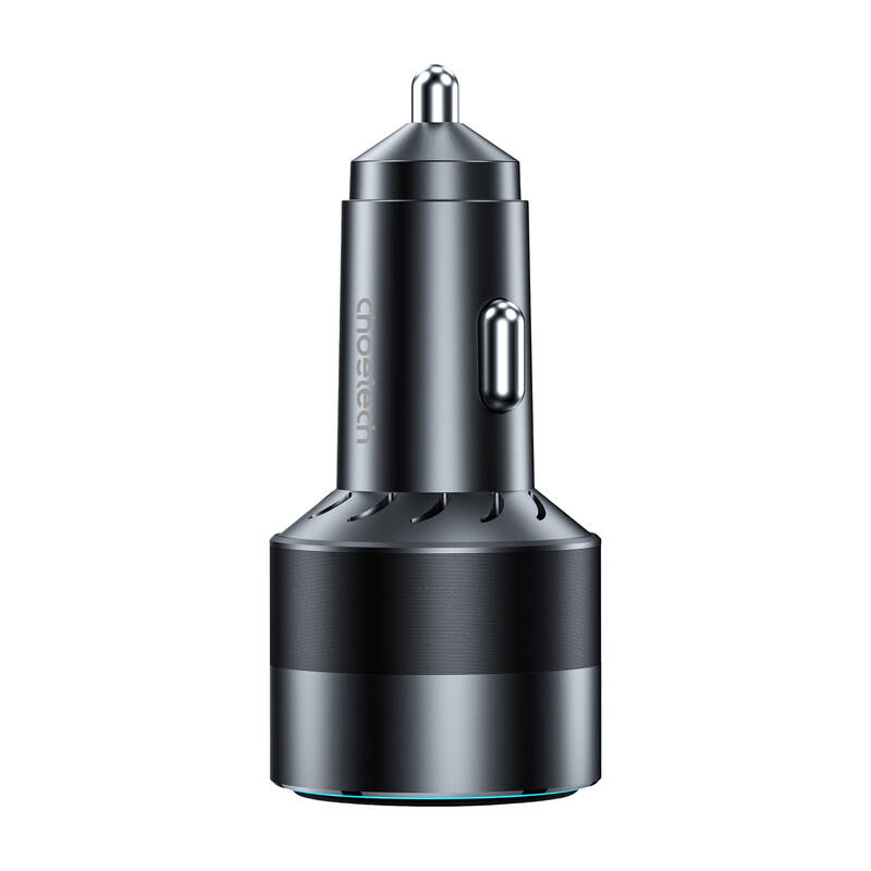 Choetech 63W Dual USB-C 45w + USB-A 18w gyors autós töltő Fekete 