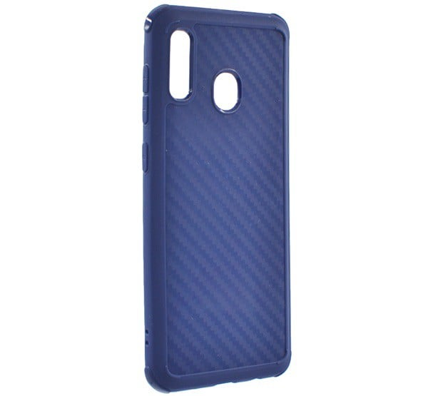 ROAR CARBON ARMOR szilikon telefonvédő (közepesen ütésálló, légpárnás sarok, karbon minta) KÉK [Samsung Galaxy A30 (SM-A305F)]