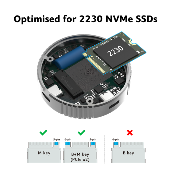 Akasa   AK-ENU3M2-08 m.2  NVMe SSD > USB-C Mágneses külső ház