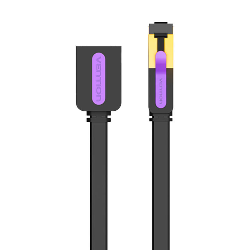 Flat Network Cable Extension Category 7 Vention ICBBI 3m Black Flat Network Cable Extension Category 7 Vention ICBBI 3m Black