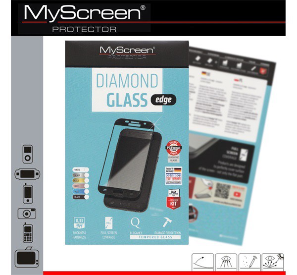 MYSCREEN DIAMOND GLASS EDGE képernyővédő üveg (2.5D full cover, íves, karcálló, 0.33 mm, 9H) FEKETE [Samsung Galaxy J7 (2017) SM-J730]