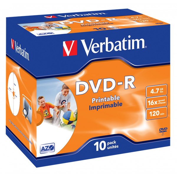 VERBATIM 43521 DVD-R 4,7GB 16x nyomtatható felület egyszer írható DVD 10db/csomag VERBATIM 43521 DVD-R 4,7GB 16x nyomtatható felület egyszer írható DVD 10db/csomag