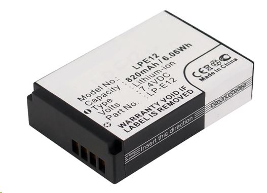 Real Power Canon LP-E12 7.4V 820mAh utángyártott akku Li-ion (LPE12MX) Real Power Canon LP-E12 7.4V 820mAh utángyártott akku Li-ion (LPE12MX)