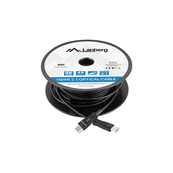 Lanberg HDMI v2.1 M/M 8K@60Hz DSC használatával, összekötő AOC kábel 40 méter Lanberg HDMI v2.1 M/M 8K@60Hz DSC használatával, összekötő AOC kábel 40 méter