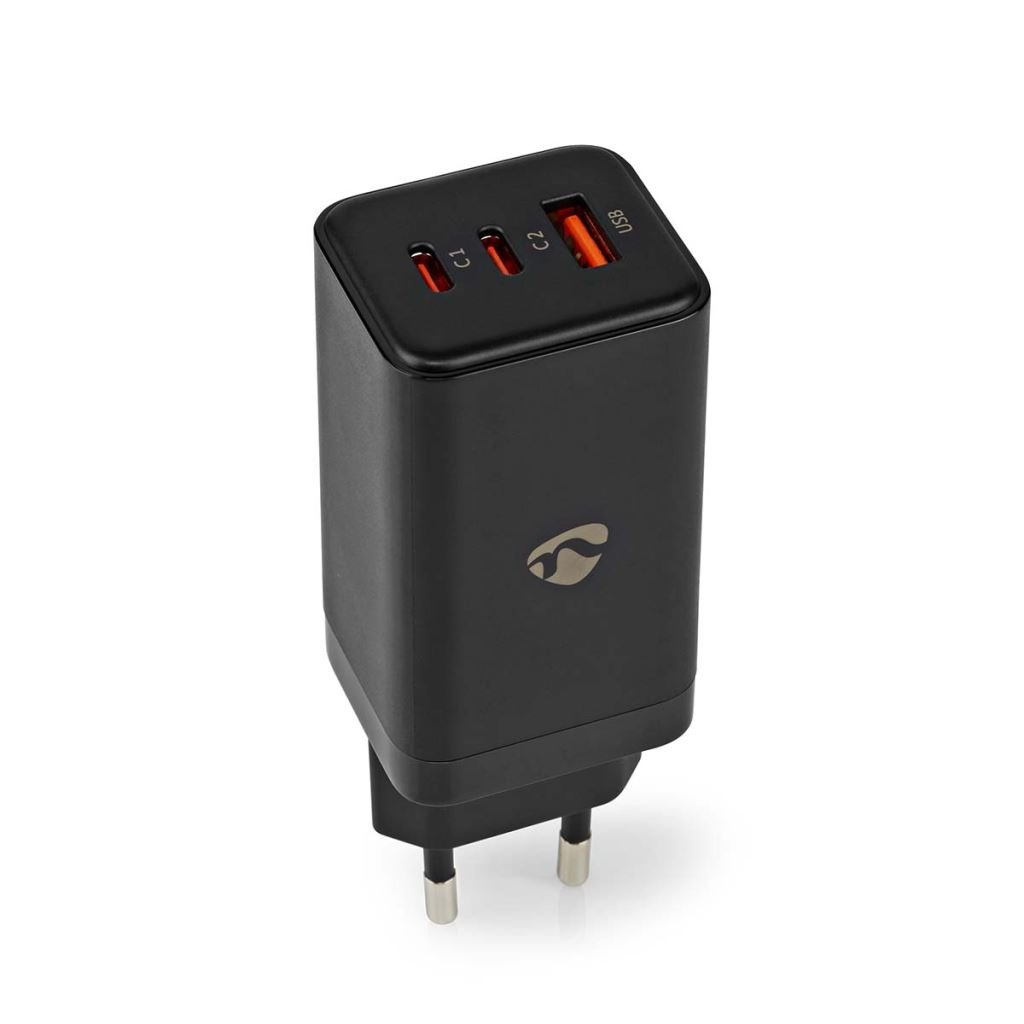 Nedis WCGPD65W100BK hálózati töltő USB-A és 2x USB-C, 65W fekete