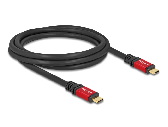 Delock USB 5 Gbps kábel USB Type-C apa - apa PD 3.0 100 W E-Marker 2 m piros fém (80091) Delock USB 5 Gbps kábel USB Type-C apa - apa PD 3.0 100 W E-Marker 2 m piros fém (80091)