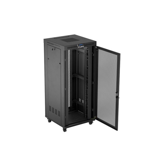 Lanberg 19" szabadon álló rack szekrény 37U/800X800 perforált ajtó lapraszerelt  LCD kijelző Fekete