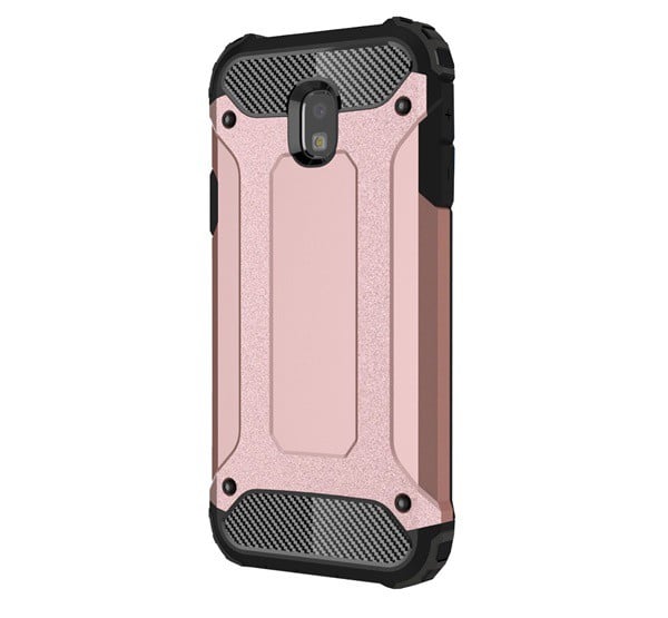 Defender műanyag telefonvédő (közepesen ütésálló, légpárnás sarok, szilikon belső, fémhatás) ROZÉARANY [Samsung Galaxy J3 (2017) ...