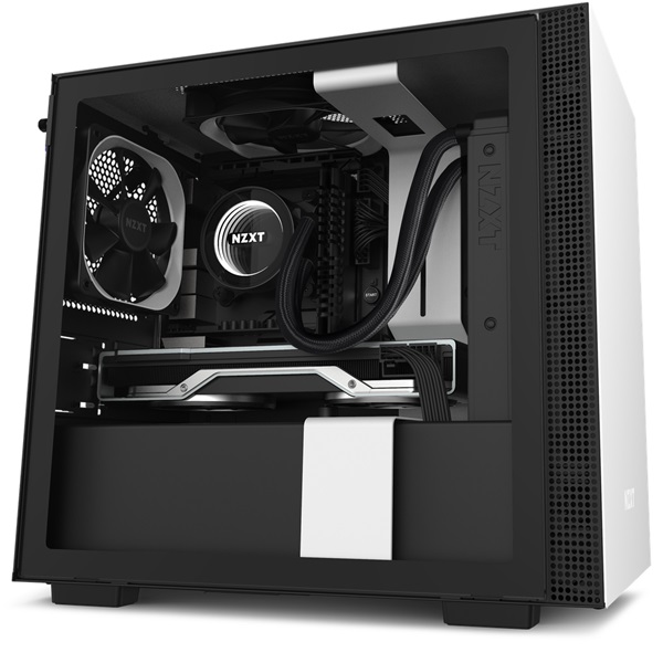 NZXT H210 táp nélküli ablakos Mini-ITX ház matt fehér-fekete (CA-H210B-W1)