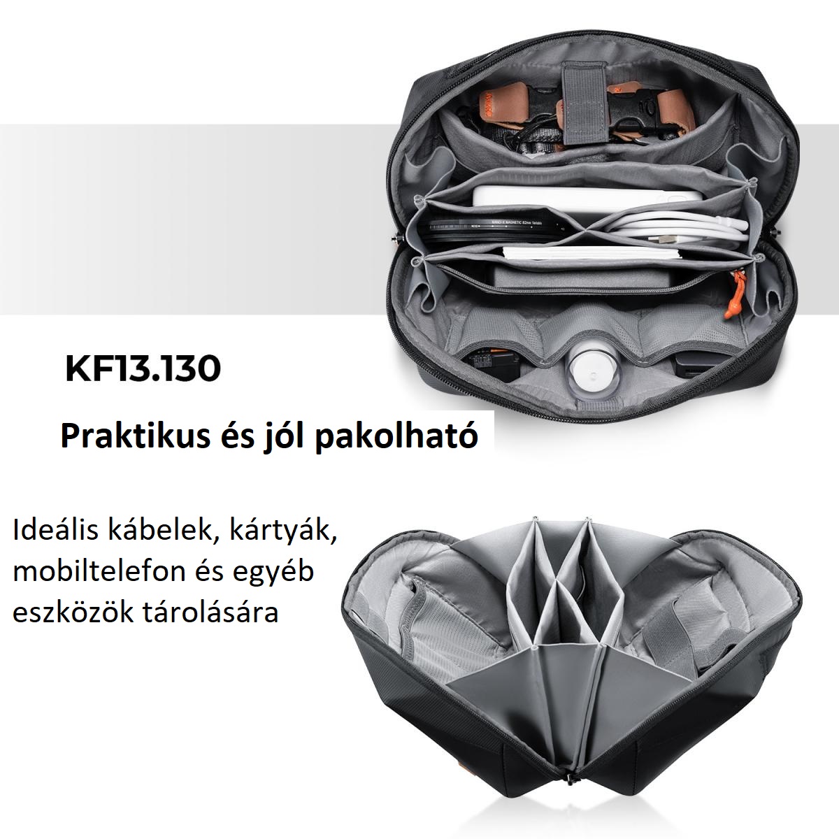 K&F Concept rendszerező táska, 4L, fekete