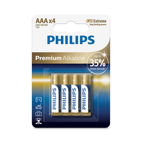 Philips LR03M4B/10 ELEM PREMIUM ALKALI AAA 4-BLISZTER