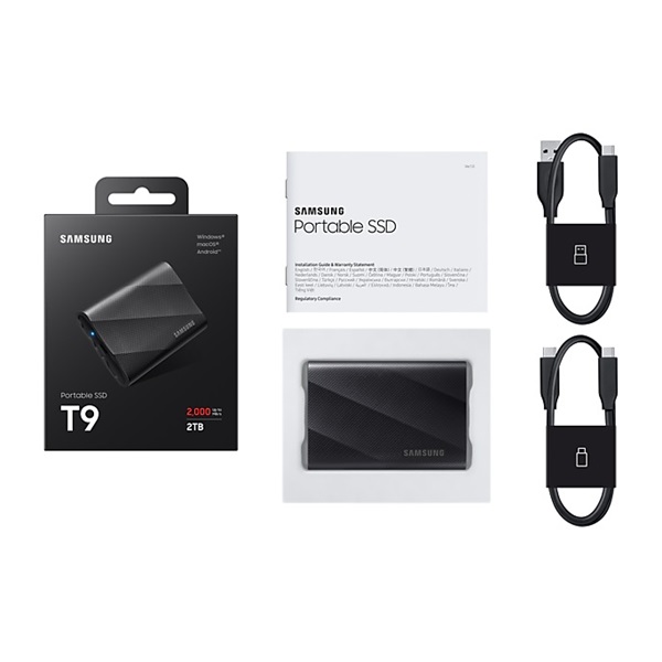 Samsung 2TB USB3.2/USB Type-C Portable SSD T9 Black SSD