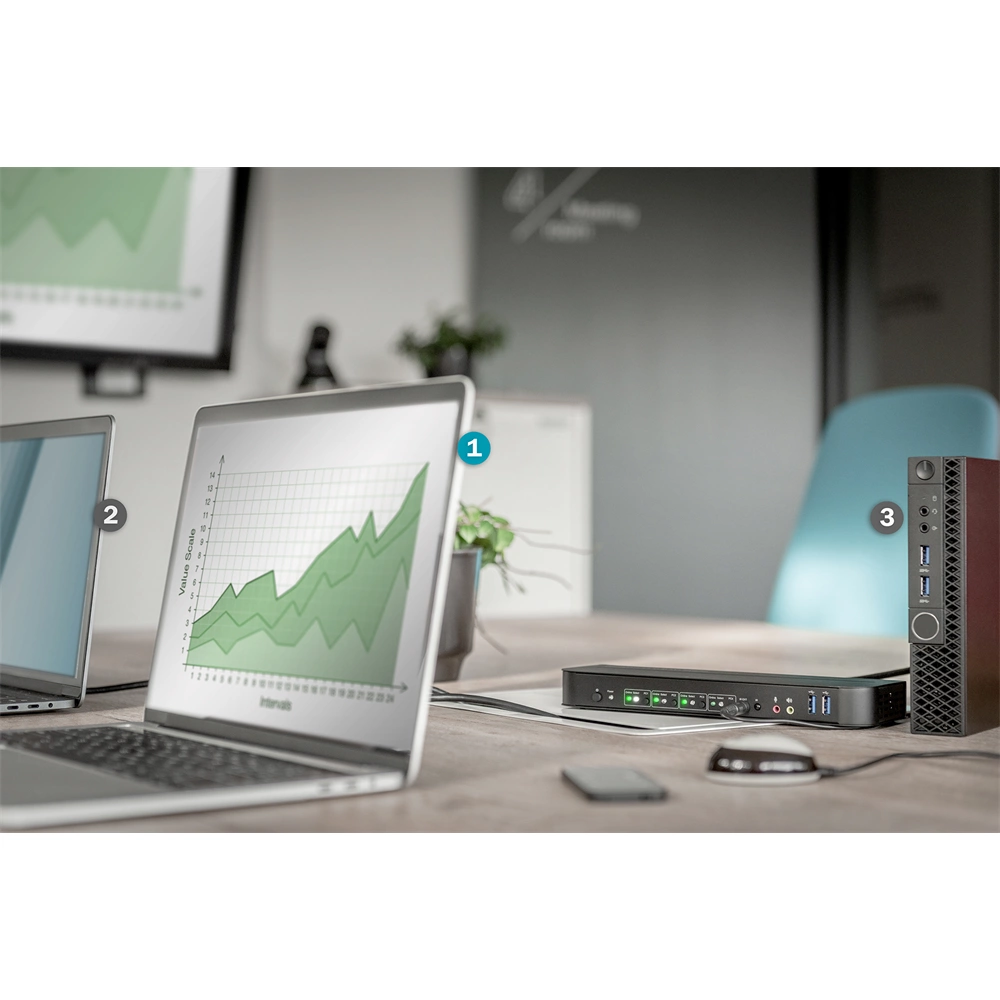 Digitus 4-Port, 4K60Hz, 4x DP in, 1x DP/HDMI out KVM Switch