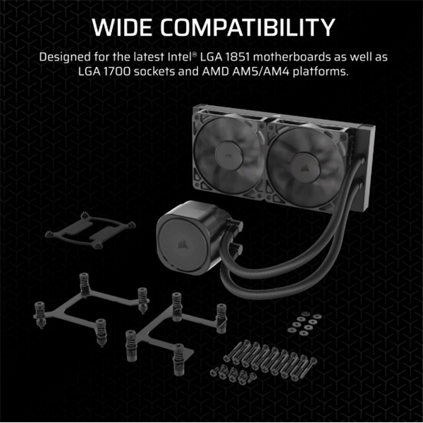 CORSAIR CPU hűtő NAUTILUS 240 RS Liquid CPU Cooler (vízhűtés)  2 Ventilátoros LGA1700 és LGA1851 támogatással Fekete