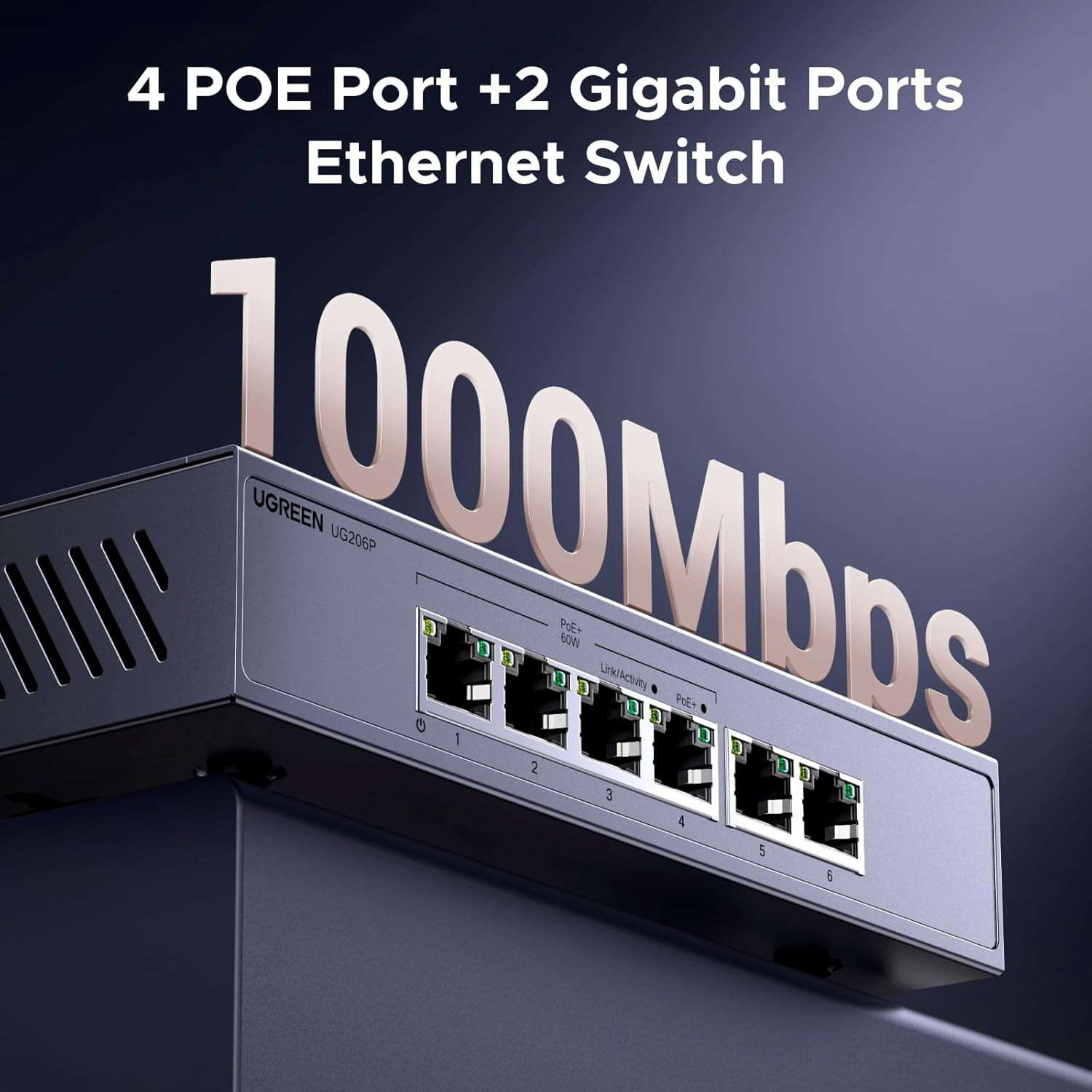 UGREEN CM741 6 portos PoE Gigabit Ethernet switch