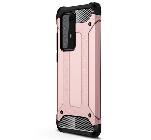 Defender műanyag telefonvédő (közepesen ütésálló, légpárnás sarok, szilikon belső, fémhatás) ROZÉARANY [Huawei P40 Pro 5G]