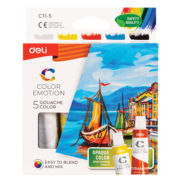 Deli Color Emotion (gouache) 5x12 ml tempera készlet Deli Color Emotion (gouache) 5x12 ml tempera készlet