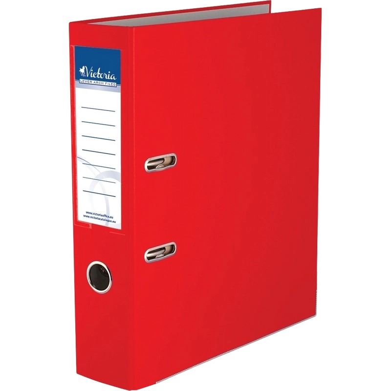 Iratrendező, 75 mm, A4, PP/karton, élvédő sínnel, VICTORIA OFFICE, "Basic", piros Iratrendező, 75 mm, A4, PP/karton, élvédő sínnel, VICTORIA OFFICE, "Basic", piros