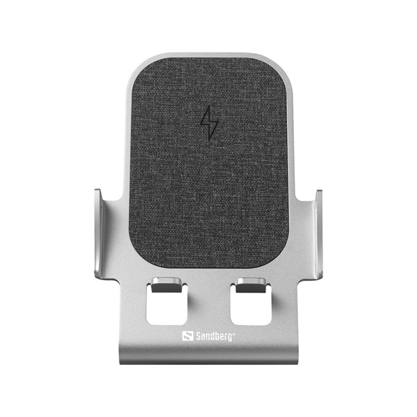 Sandberg Telefon tartó/töltő   Wireless Charger Stand 15W Alu