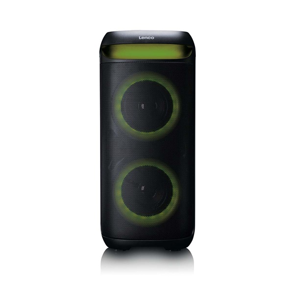 Lenco PA-210BK Bluetooth 5.3 bulihangszóró beépített világítással , TWS, 100W erősítővel, 2x mikrofon bemenet