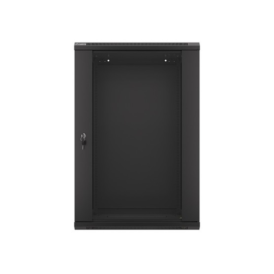 Lanberg 19" fali rack szekrény 18U/600X450 üvegajtó, lapraszerelt, fekete V2