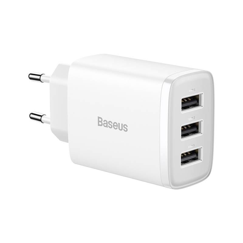 Baseus kompakt gyorstöltő 3x USB 17W fehér (CCXJ020102)