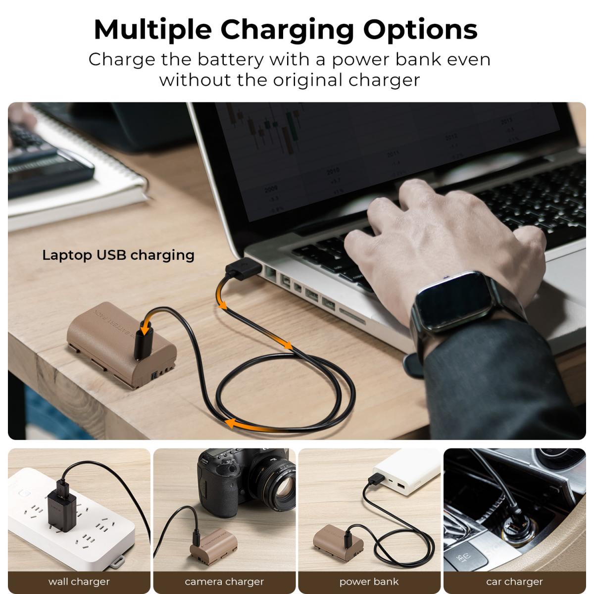 K&F Concept LP-E6NH akkumulátor 2250mAh, USB-C csatlakozóval K&F Concept LP-E6NH akkumulátor 2250mAh, USB-C csatlakozóval