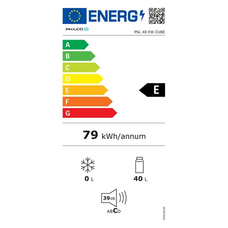 Philco PSL 40 EW CUBE  Egyajtós hűtőszekrény, E energiaosztály, Fehér