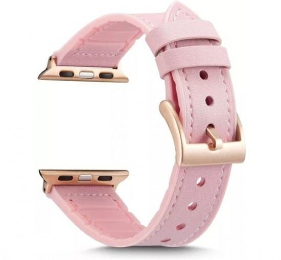 Utángyártott Apple Watch műbőr/szilikon 38/40/41mm rózsaszín (69345)