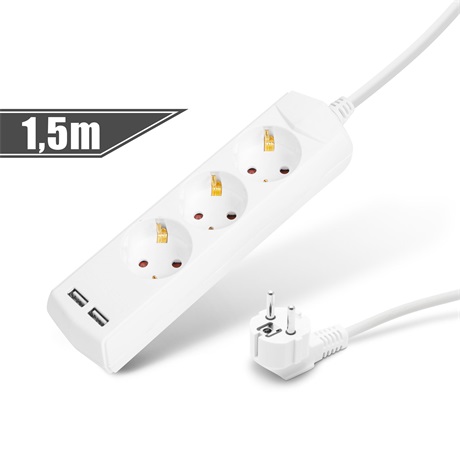 Delight 20201U ELOSZTÓ 3-AS, 1,5 M 2 X USB-VEL Delight 20201U ELOSZTÓ 3-AS, 1,5 M 2 X USB-VEL