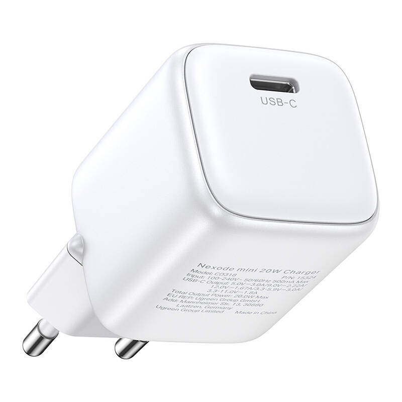 Charger UGREEN 15324 Nexode mini, USB-C, PD3.0, QC4.0, GaN, 20W (white) Charger UGREEN 15324 Nexode mini, USB-C, PD3.0, QC4.0, GaN, 20W (white)