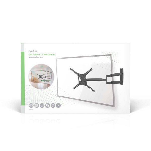 Nedis TVWM1790BK 13"-86"  LCD TV / monitor fali tartókonzol, maximum 60 kg, forgatható dönthető, 3 forgáspont