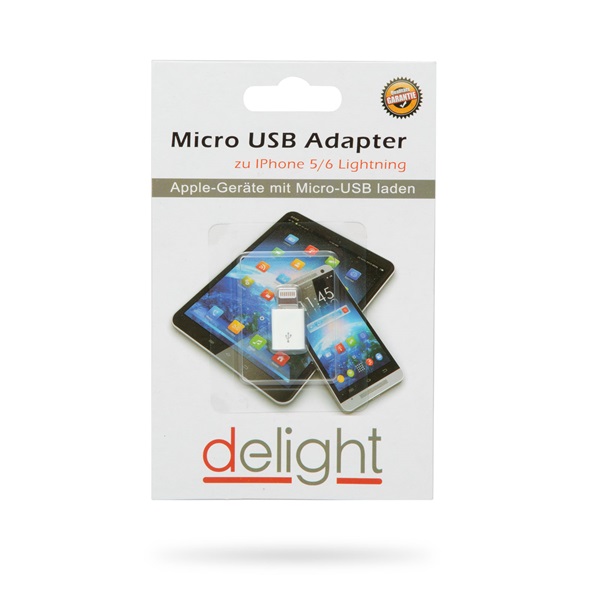 Delight MicroUSB - iPhone Lightning adapter fehér (55448)