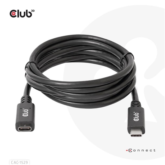  Club3D USB Gen1 Type-C Extension  5Gbps 60W(20V/3A) 4K60Hz M/F 2m kábel