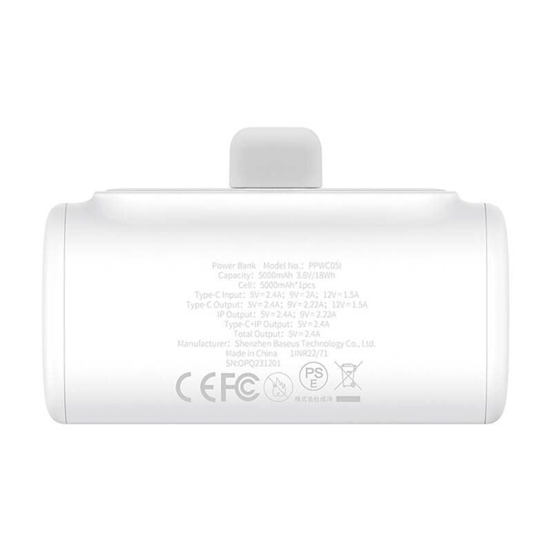 Baseus Compact 5000mAh 20W powerbank  Fehér 