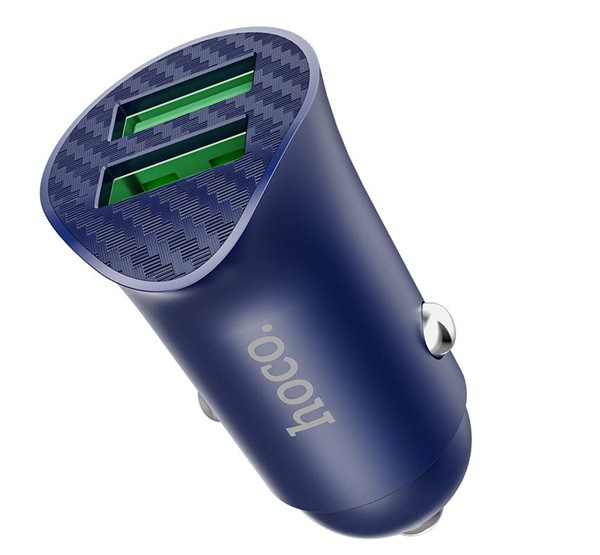 HOCO Z39 autós töltő 2 USB aljzat (18W, QC3.0, gyorstöltés támogatás) KÉK (Z39_B)
