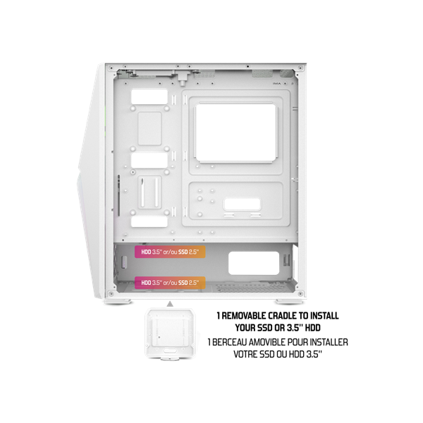 Spirit of Gamer Számítógépház - CLONE 4 White (fekete, ablakos, 8x12cm ventilátor, alsó táp,  ATX, 1xUSB3.0, 2xUSB2.0)